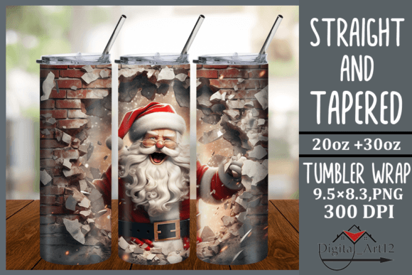 3D Christmas Santa Tumbler Design Bundle