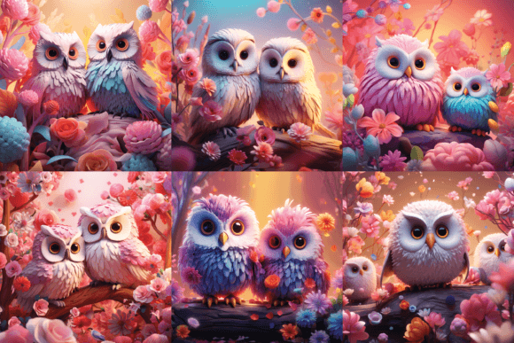 3D Colorful Cute Owl Printable Images for Creative Projects
