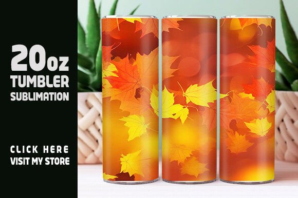 3D Fall Wrap PNG 20oz Skinny Tumbler Sub Design