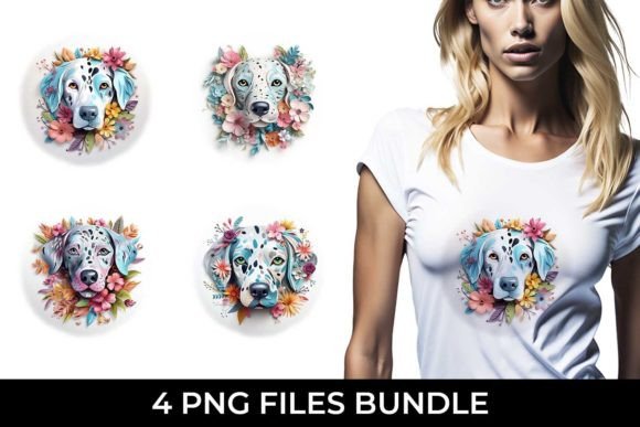 3D Floral Fantasy Dalmatian Sublimation Design