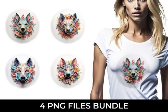 3D Floral Fantasy German Shepherd PNG: A Pastel Design Dream