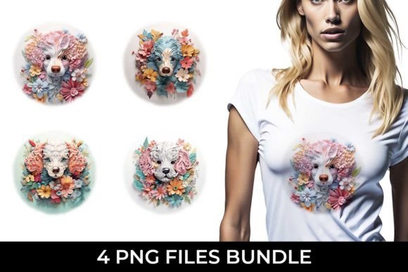 3D Floral Fantasy Poodle: A Whimsical Design Asset