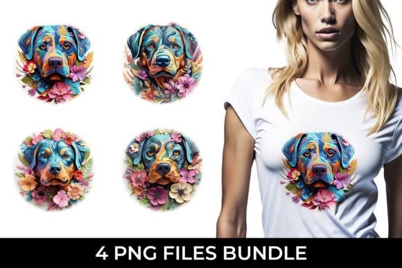 3D Floral Fantasy Rottweiler Sublimation
