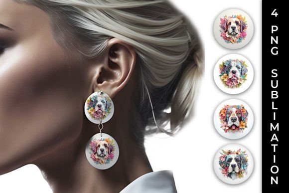 3D Floral Fantasy Saint Bernard Earrings: A Unique Design Asset