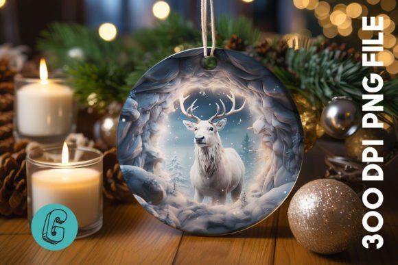 3D Reindeer Break Through Ornament (11) for Festive Designs
