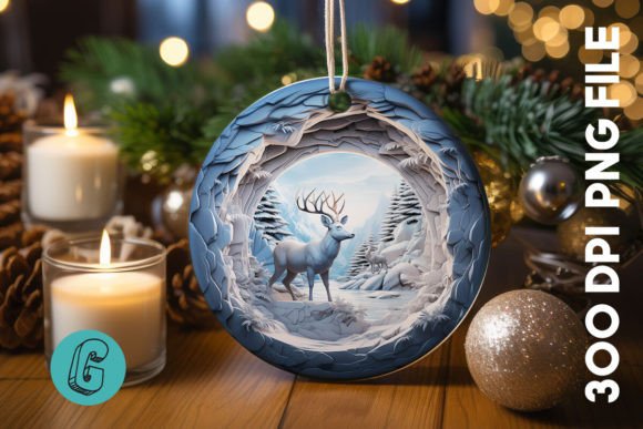 3D Reindeer Break Through Ornament: Festive 3D Decor