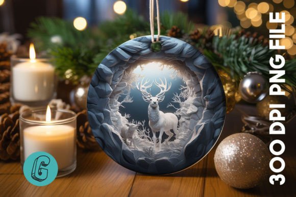 3D Reindeer Break Through Ornament: Festive Digital Download