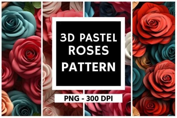 3D Roses Flowers Pattern Background 01