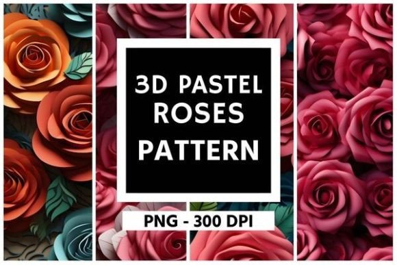 3D Roses Flowers Pattern Background 03