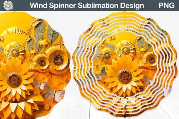3D Sunflowers Wind Spinner: Vibrant Sublimation Art