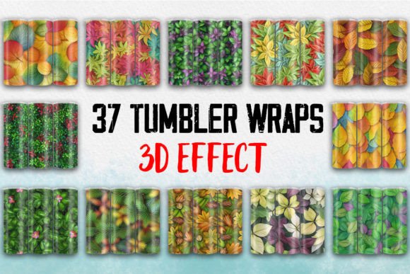 3D Wild Tree Leaves Tumbler Wrap: Nature-Inspired Digital Design