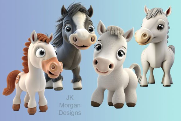 Charming 3D Horse Clipart for Creative Projects