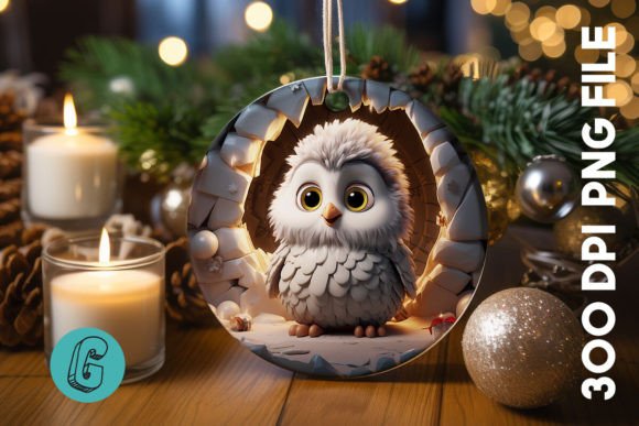 Discover the 3D Cute Owl Break Through Ornament (17) for Your Designs