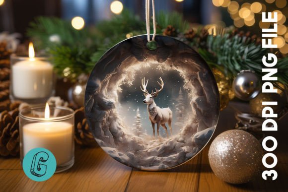 Festive 3D Reindeer Break Through Ornament (16) Design