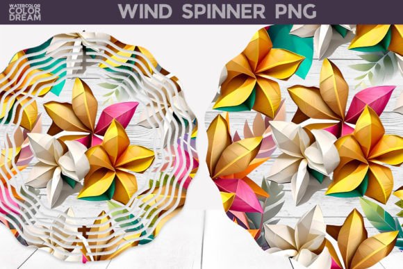 Plumeria Flowers 3D Wind Spinner: A Tropical Design Asset
