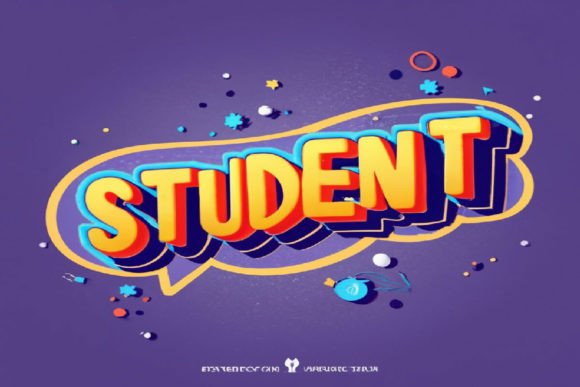 Student 3D Style Text Effect Editable Design Asset